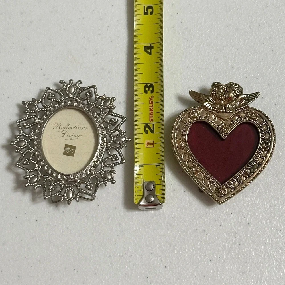 Russ Berrie Reflections on Living Mini Oval & Heart Cherub Picture Frames Set